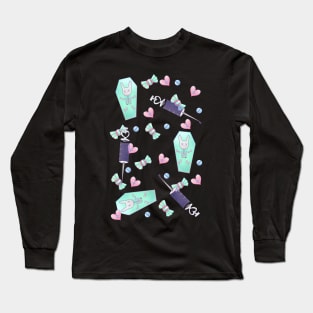 Menhera Yamikawaii Pastel Goth Creepycute Pattern Long Sleeve T-Shirt